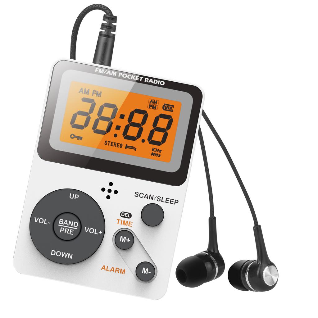 Pocket AM FM Radio Portable Reception Battery Powered Digital Tuning Radio with Stereo Earphone Large LCD Screen