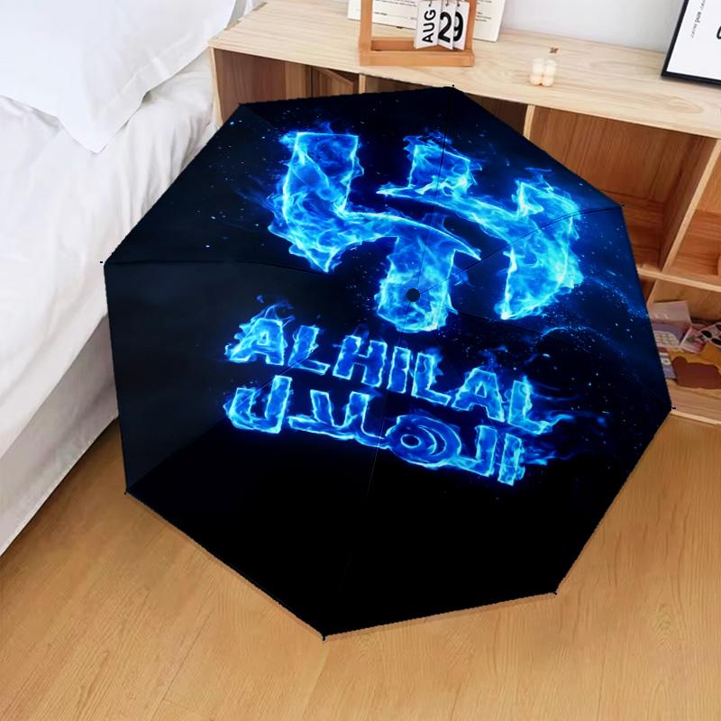 Al Hilal Emblem Design Umbrella Folding umbrella, automatic umbrella 8-Frame for Travel, camping Use Gift for Halloween Christmas