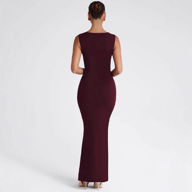 Evropské a americké jarní a letní šaty s čtvercovým výstřihem, bez rukávů, pouliční, jednobarevné, slim fit pro ženy