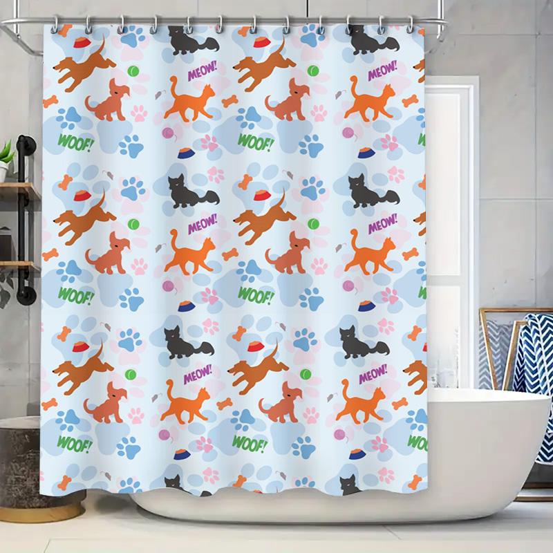 

Animal Print Shower Curtains Home Decor Polyester Waterproof Pet Print Shower Curtain For Bathroom Multicolored W60H190(CM)-1 Pcs