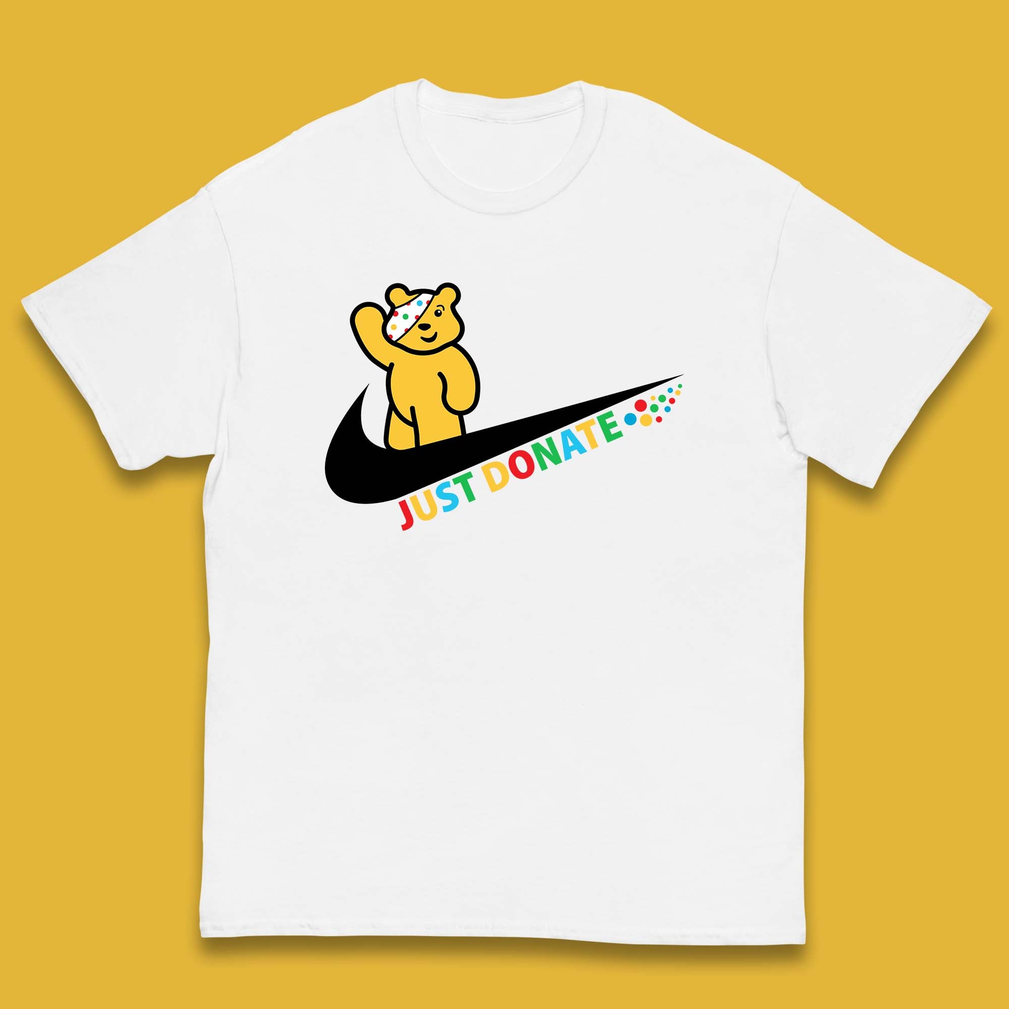 Just Donate Spotty Pudsey Bear Children In Need Fundraising Pudsey Bear Kids T Shirt 100