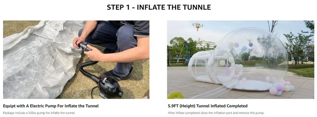 Inflatable Bubble House Clear PVC Dome Tent with Blower Quick Inflation 3-5 Min for Kids Party Backyard Garden Outdoor Play CE EN71 Certified