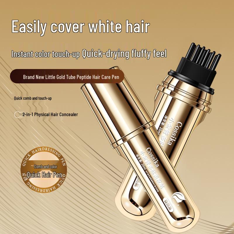 Golden Tube Hair Dye Pen with Comb – Long-lasting White Hair Concealer and Styler