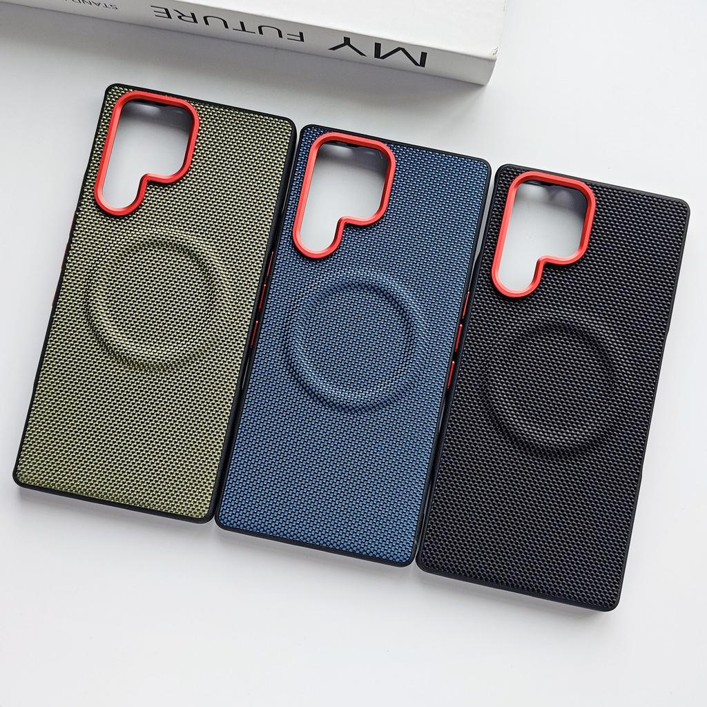 Luxury PU Woven Matte Anti-Slip Phone Case For Samsung Galaxy S26 S25 Edge Ultra Plus Drop Proof Magnetic Charging Protect Cover