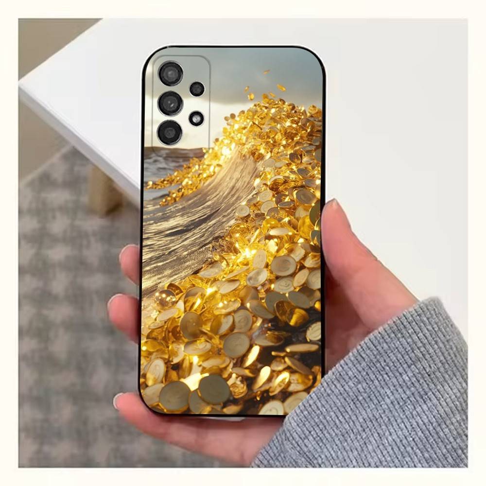 Money Gold Art Phone Case For Samsung S9,S10,S20,S10,S21,S25,S24,S23,Ultra,FE,Plus,Lite,Soft Silicone Black Cover