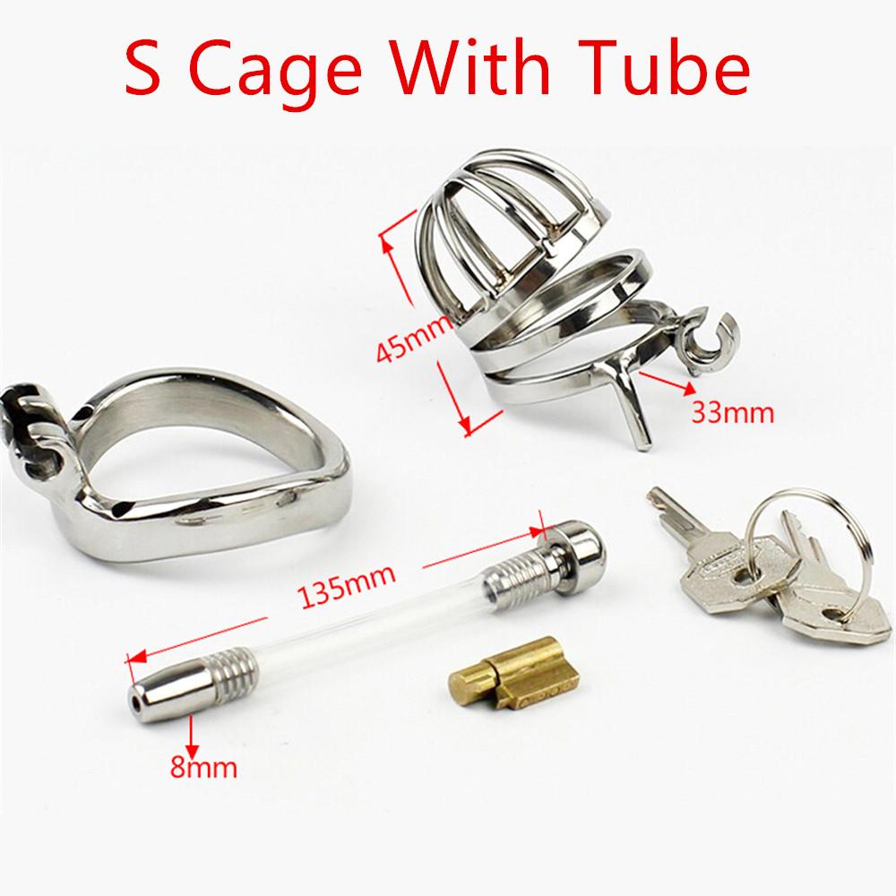 Male Chastity Device Stainless Steel Cock Cage Lockable Sex Toys for Men Penis Sleeve Cock Ring Gay Adult Games Erotic Products