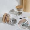 Round Nail Brush Cleaner Cup Transparent Glass Brushes Washing Cup  Acrylic Brushes