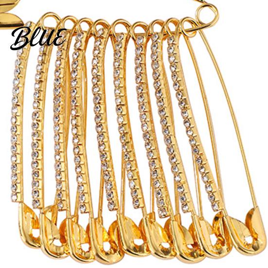 Shiny Rhinestone Embellishment Safety Pins Pants Waist Shawl Brooches Clothes