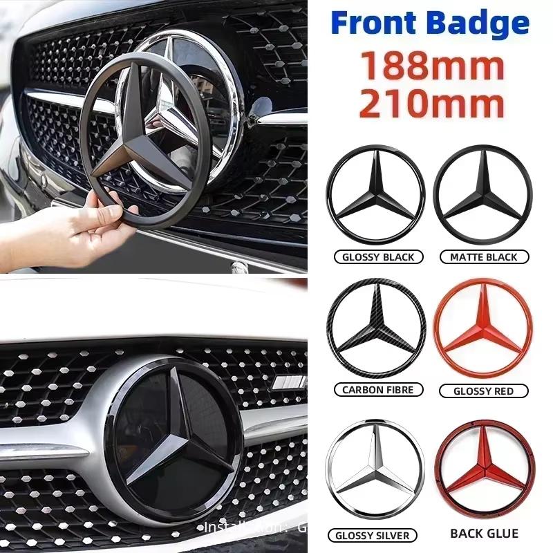 1pc 188mm 210mm ABS Car Front Grille Badge Sticker For Mercedes Benz AMG Class W204 W205 W203 W206 W220 W211 W212 GLC CLS ETP7