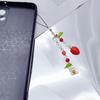 Stylish Phone Chain Strawberry Rabbit Charm Keyring Pendant Beaded Keychain