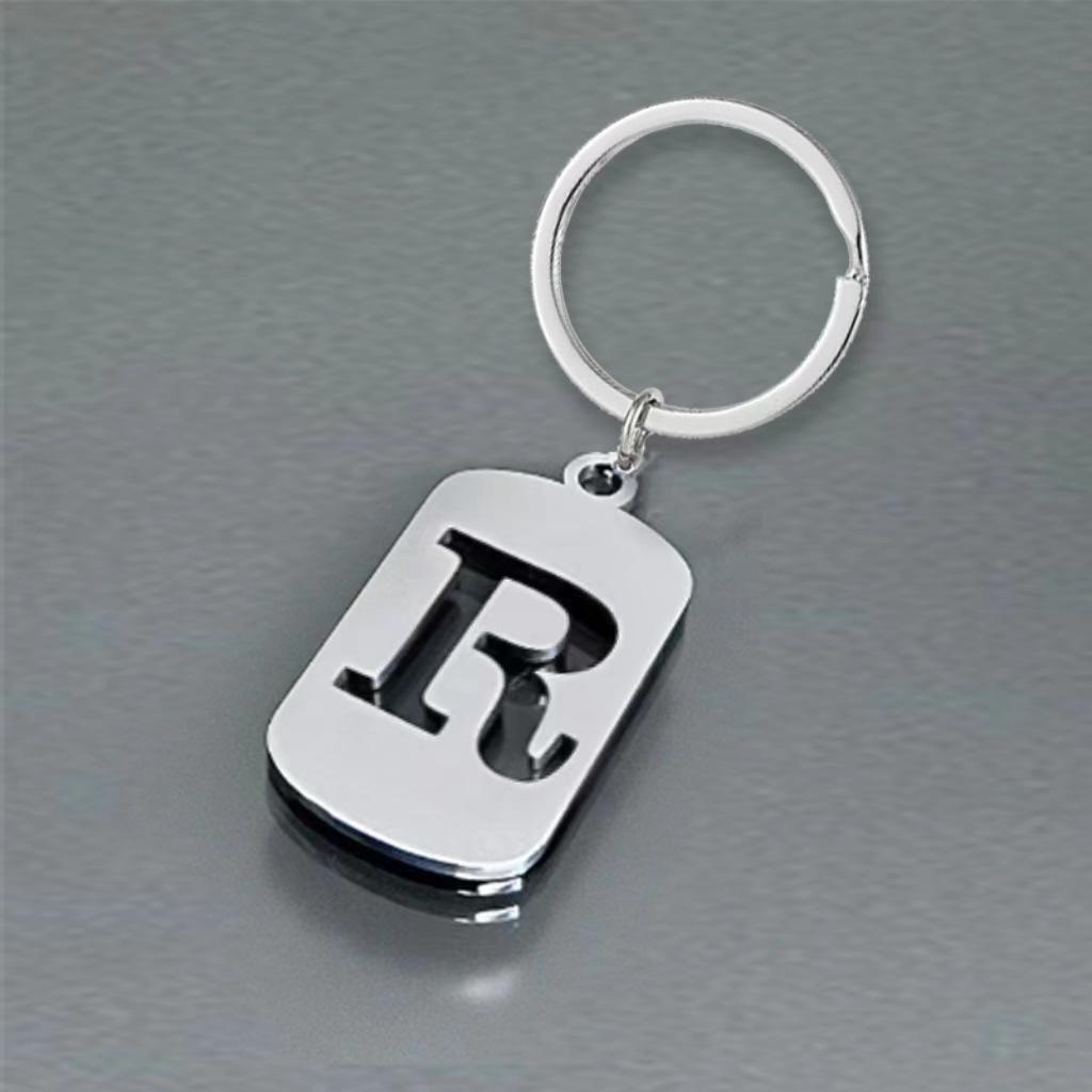Stainless Steel 26 English Letters Keychain - Stylish Alphabet Pendant for Backpack or Car