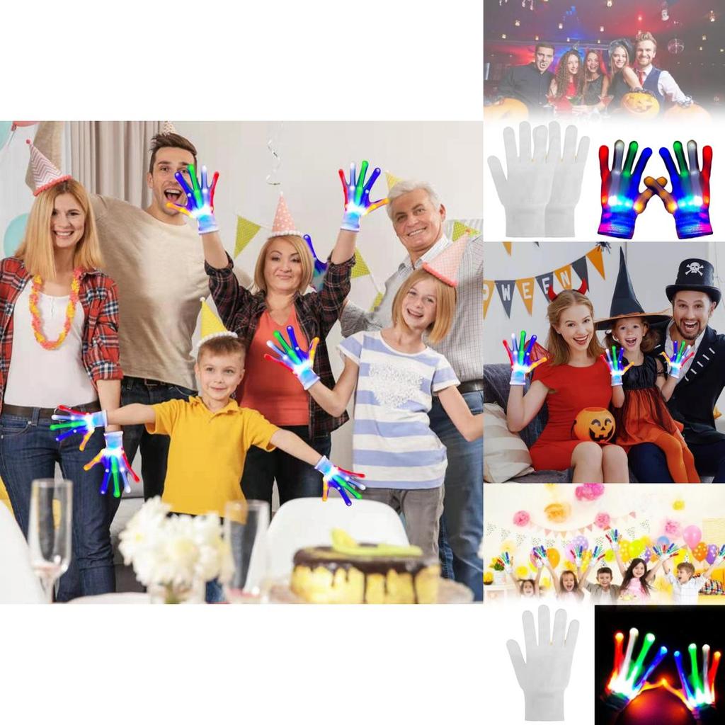 Bright Multi-colored Led Light-up Knitted Gloves Ideal For Halloween And Parties