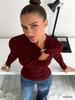 European-American Soft Asymmetrical Long Sleeve T-shirt with Hollow Metal Buckle for Women - Spring/Summer