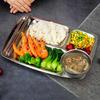 Lightweight 304Stainless Steel Plate Rectangular Divided Plate Dinner Tray