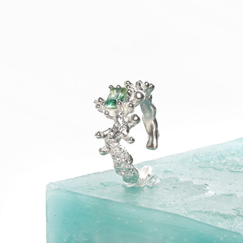 925 Contemporary Sterling Silver Open Ring With Unique Geometric Design And Beautiful Adornments Style For