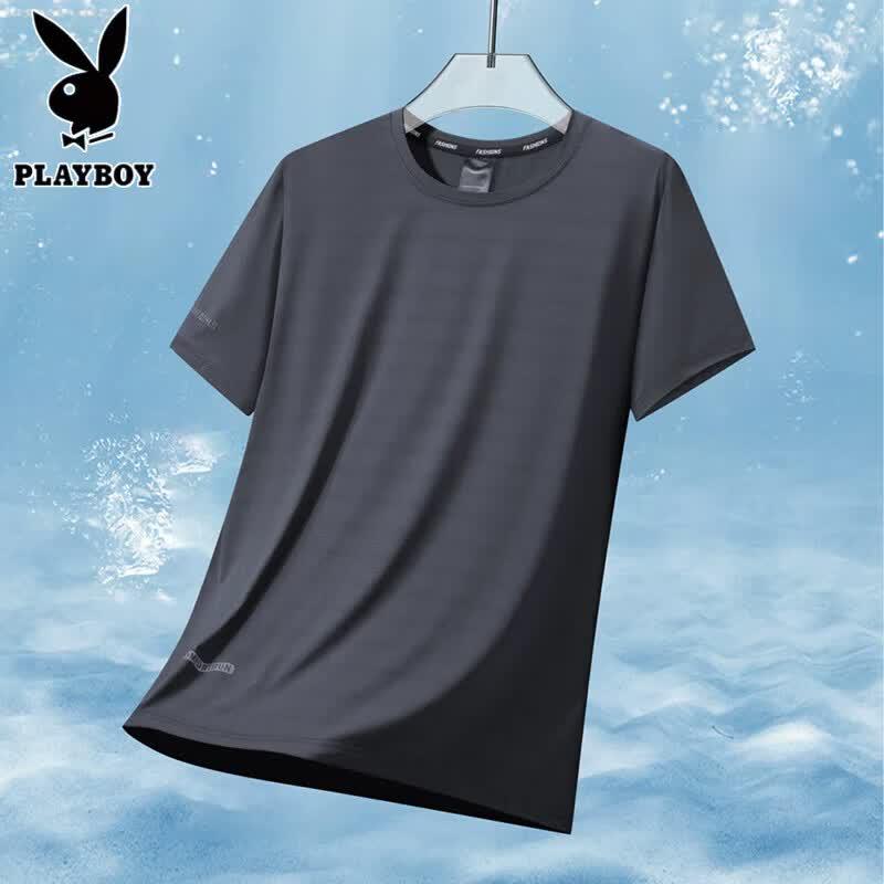 

PLAYBOY Men s Ice Silk Quick-Dry Short Sleeve T-Shirt 4XL