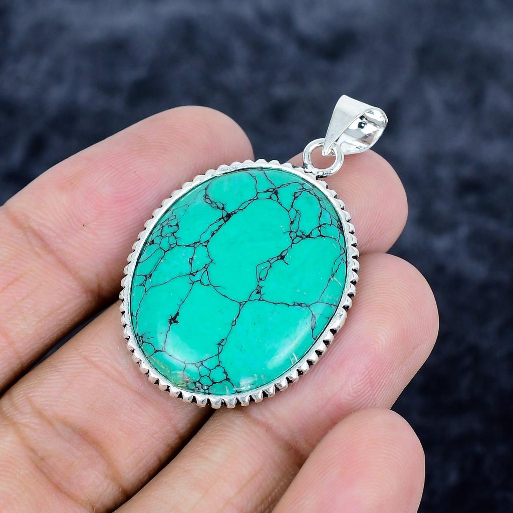Santa Rosa Turquoise Gemstone 925 Sterling Silver Jewelry Pendant 1.77" MM-3407