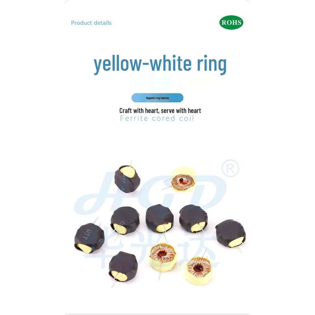 Yellow-White Ring Core Inductor 5026 Series: 100/120/150/220/330 µH Toroidal Energy Storage Filter Coil