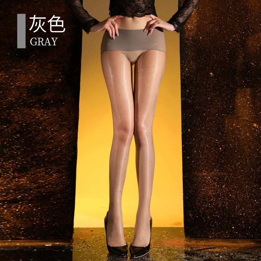 720-Thread Gold Foil Aurora Stockings 0D Ultra-Thin Truly Transparent Giant Jelly 360 Seamless High-Density