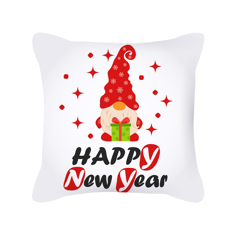 Nordic Style Christmas Pillow Cover Peach Skin Cartoon Santa Claus Office Sofa Cushion Cover Home