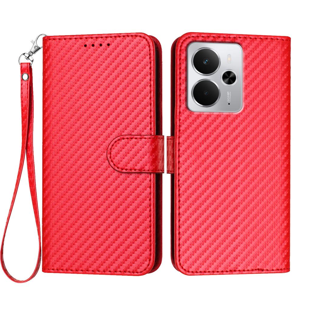For Realme P3 5G/Realme Neo7x 5G/Realme 14 5G Wallet Case with Strap Carbon Fiber Texture Leather Mobile Cover