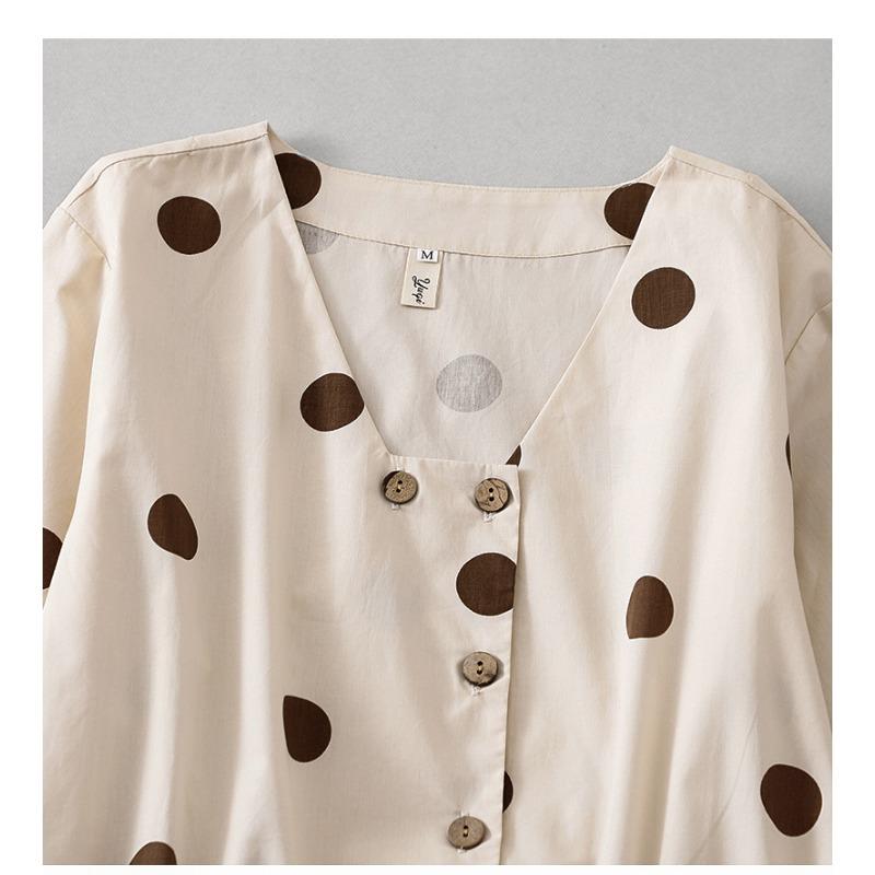 Women's Waist Slimming A-line Skirt Simple Polka Dot Dress MIDI Skirt