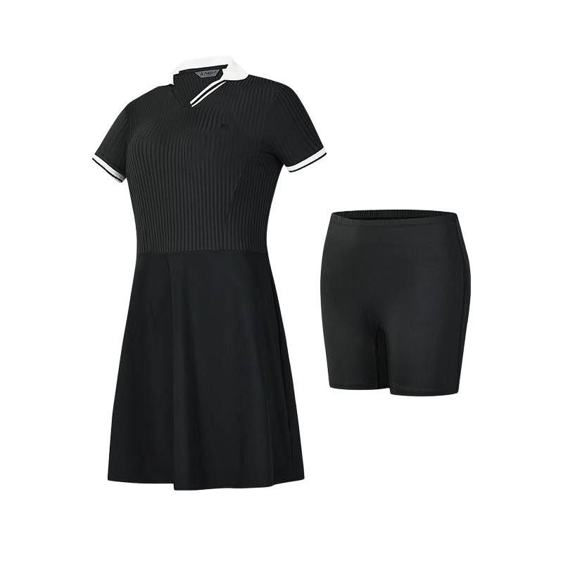 FILA Golf Series Comfortable Casual Striped Short Sleeve Golf Shirt Women tops A11W625334F-BK S