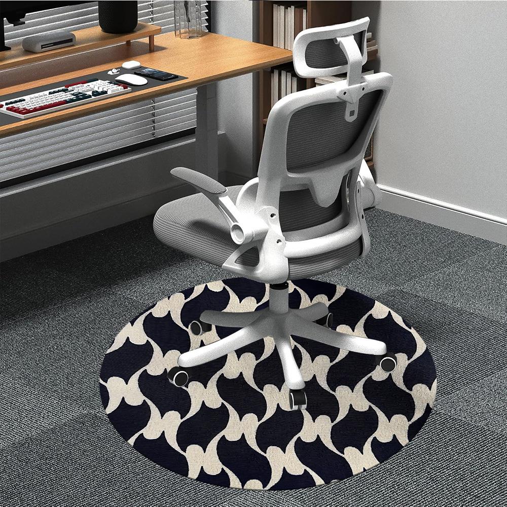 

1PC Black-and-White Patterned Chair Carpet for Office, Indoor Non-Slip Washable Carpet, Soft Comfortable Mat For Office Room yy250930158 80cm by 80cm