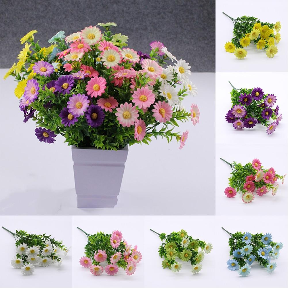 15 Heads Artificial Flowers Plastic Fake Plants Wedding Garden In/Outdoor Decor