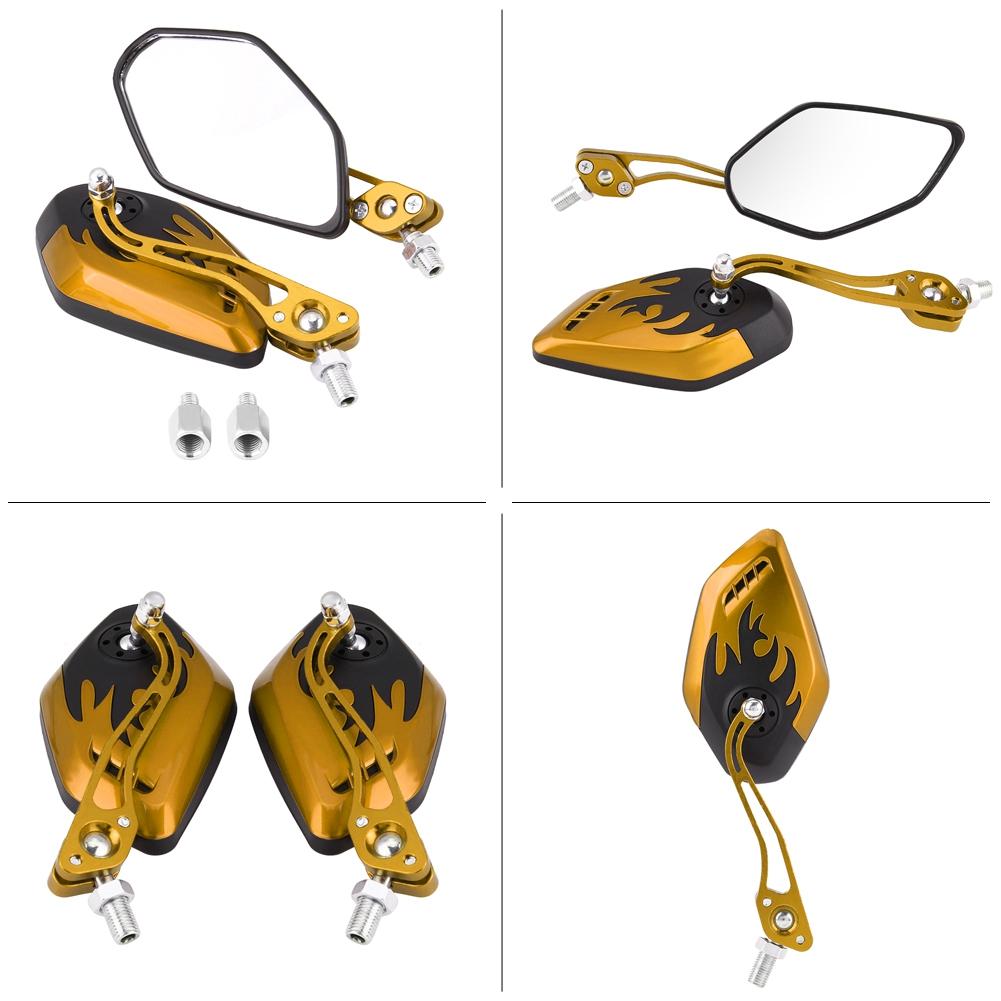 1 Pair of  Scooter Aluminum Flame Pattern Side Rear View Mirrors for  M8M10 Universal Motorcycle