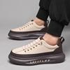 Nya Mode Herrsneakers Komfort Lättvikt Casual Läderskor Utomhus Skate Skor Tjock Sula Herr Vulkaniserade Skor