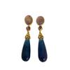 Niche Unique Diamond-Encrusted Resin Water Drop Earrings Retro Light Luxury Long Earrings Niche Design Medium Antique Earrings Women
