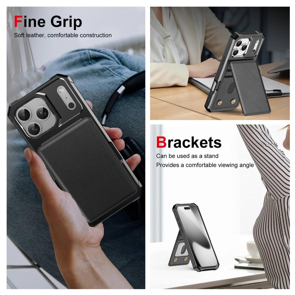 Wallet Case for iPhone 17 Pro Max/Air/17 Pro/17 with Card Slots, Flip Magnetic Closure Kickstand TPU Bumper Protective Cover