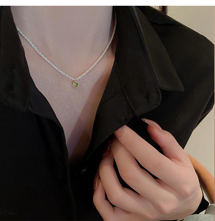 Silver Sparkling Plain Chain Necklace Women'S Summer Collarbone Chain Temperament Fashion Neck Chain Tide