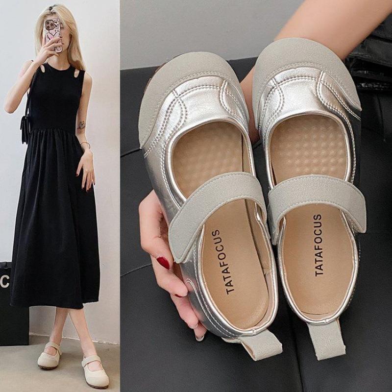 Comfortable Round-toe Single Women's 2025 Spring /Autumn Casual Soft-soled Shallow Flat Mary Simple Shoes for Foreign Trade