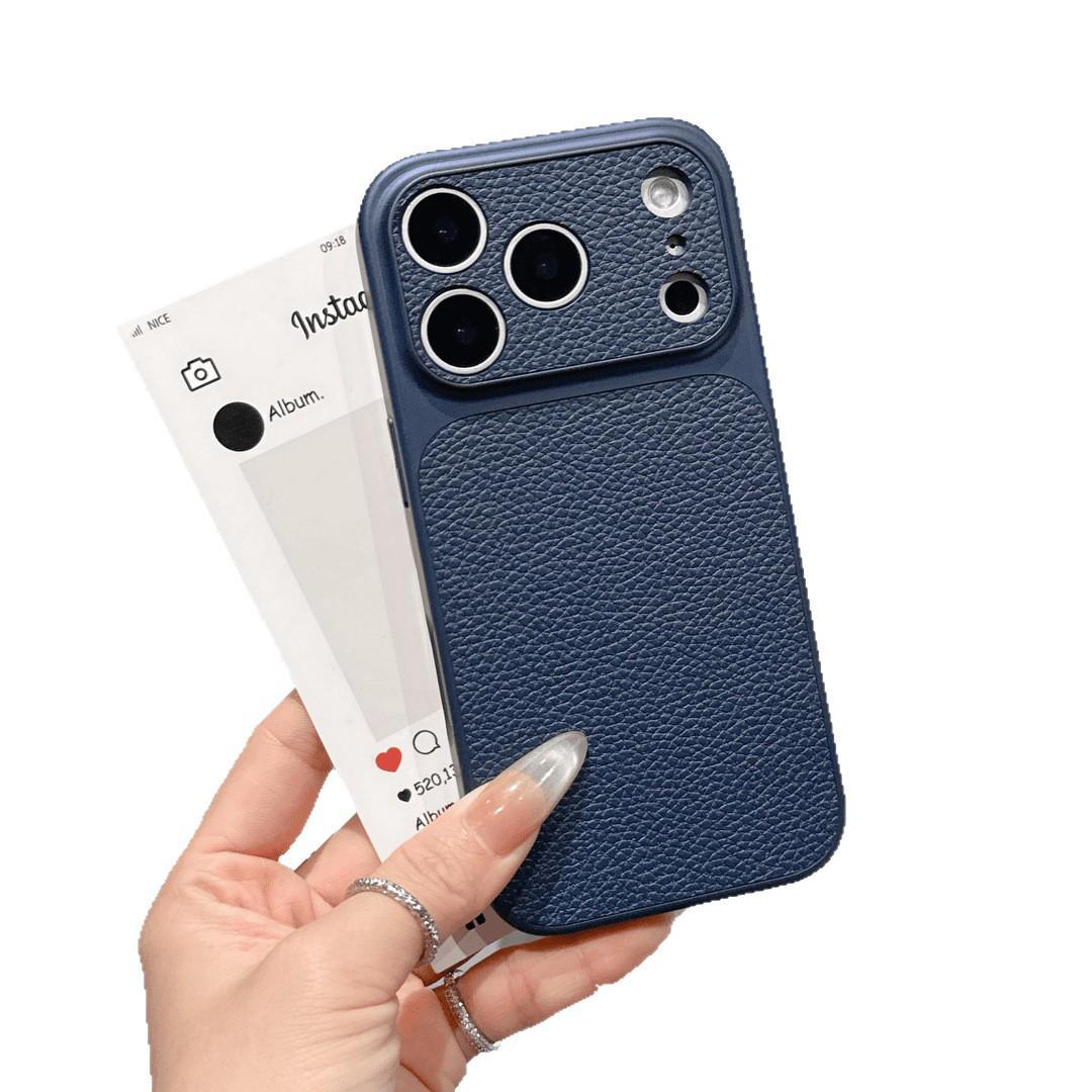 

iPhone 17 Pro Max Lychee Grain Leather Protective Case - Apple 16 Personalized High-End Design iPhone 12 Pro Max чёрный