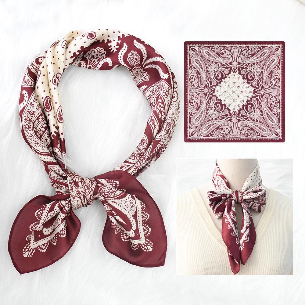 

Stylish Square Satin Scarf for Ladies, Luxury Hijab Headscarf Neckerchief Hair Accessory