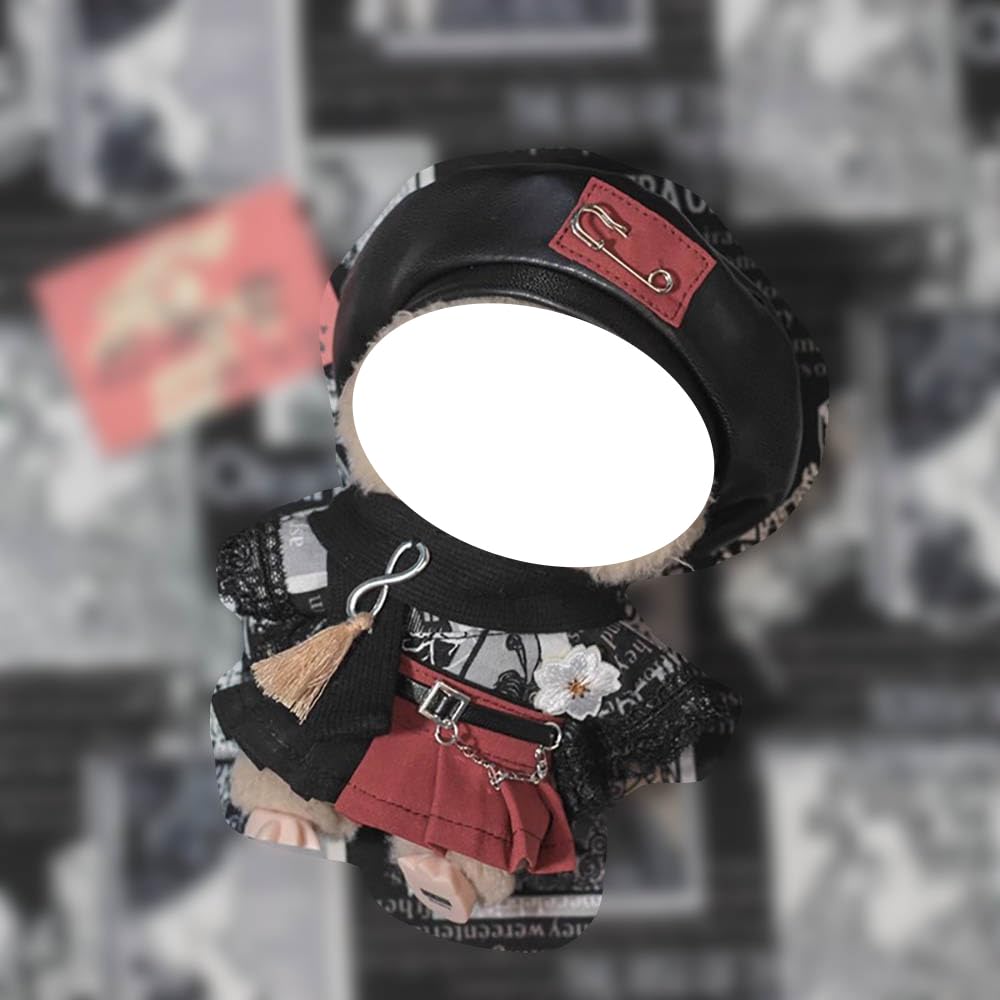 niannyyhouse 10cm20cm Plush Clothes Set (10cm) - Includes Hat, Coat, Skirt, Belt, Scarf, and Patterned Kimono.