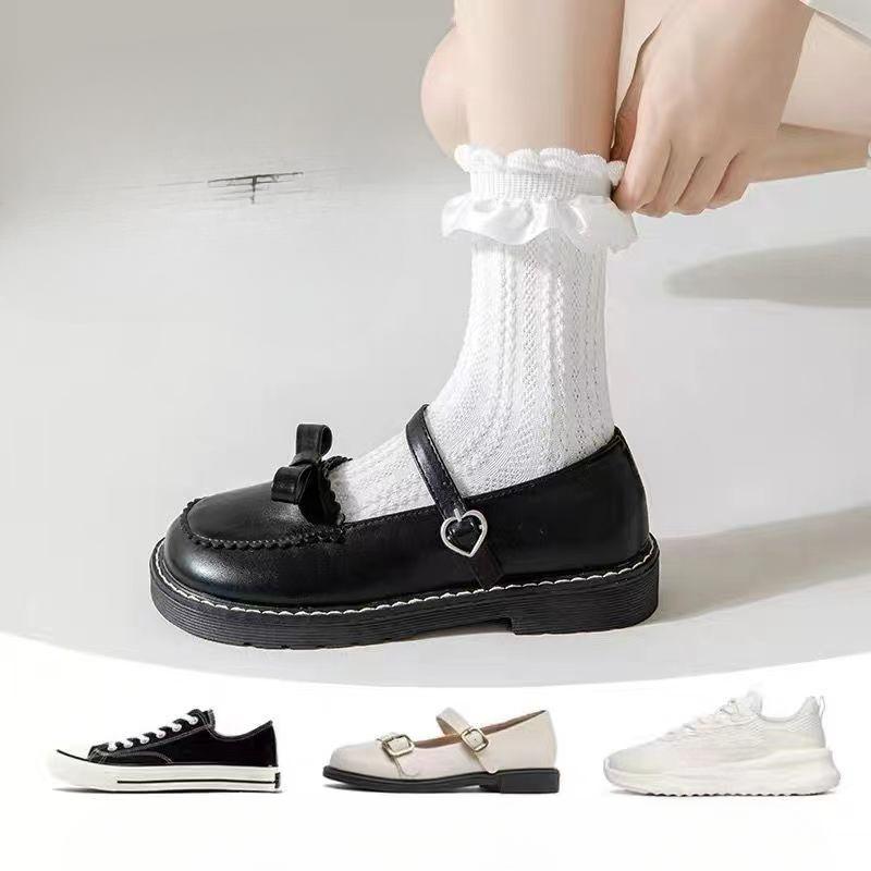 Mid-calf Bubble Lace Lolita Women's Socks, Mesh Twist Breathable Socks, Sweet Cotton Socks, Thin Spring