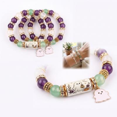Halloween Pendant Beaded Bracelet for Women Men