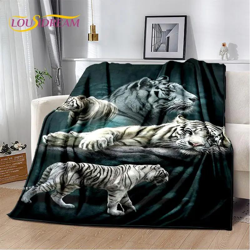 Tiertier-Tiger, Säbelzahn-Cartoon, weiche Plüschdecke, Flanelldecke, Überwurfdecke für Wohnzimmer, Schlafzimmer, Bett, Sofa, Picknick