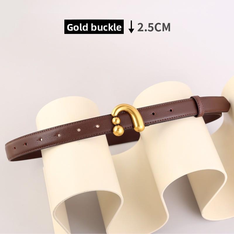 Traditioneller Damen-Leder-Taillengürtel mit silberner oder goldener Schnalle für Büro und Kleid