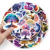 50 PCS Luminous Tree of Life Stickers: Colorful Cartoon Decor for Journals, Water Bottles, Storage Boxes & Stationery