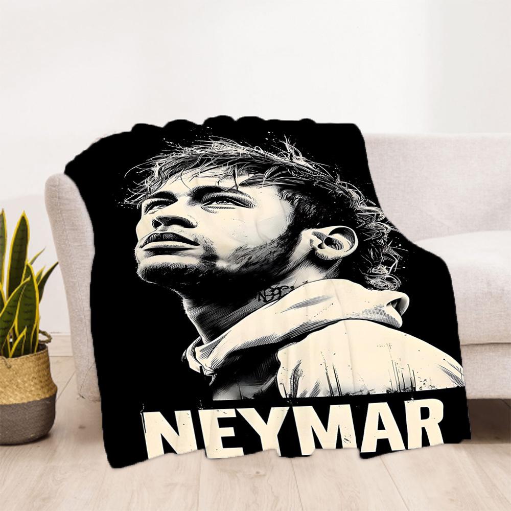1pc Football Star Neymar Outdoor Blanket Lightweight Flannel, Soft & Warm, All-Season Use for Sofa, Outdoor, Camping, Living Room, Office080