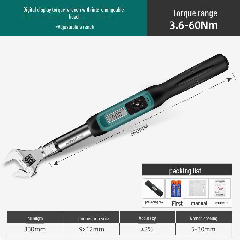 Green Forest Digital Torque Wrench: High-Precision, Adjustable, Electronic Torque Tester