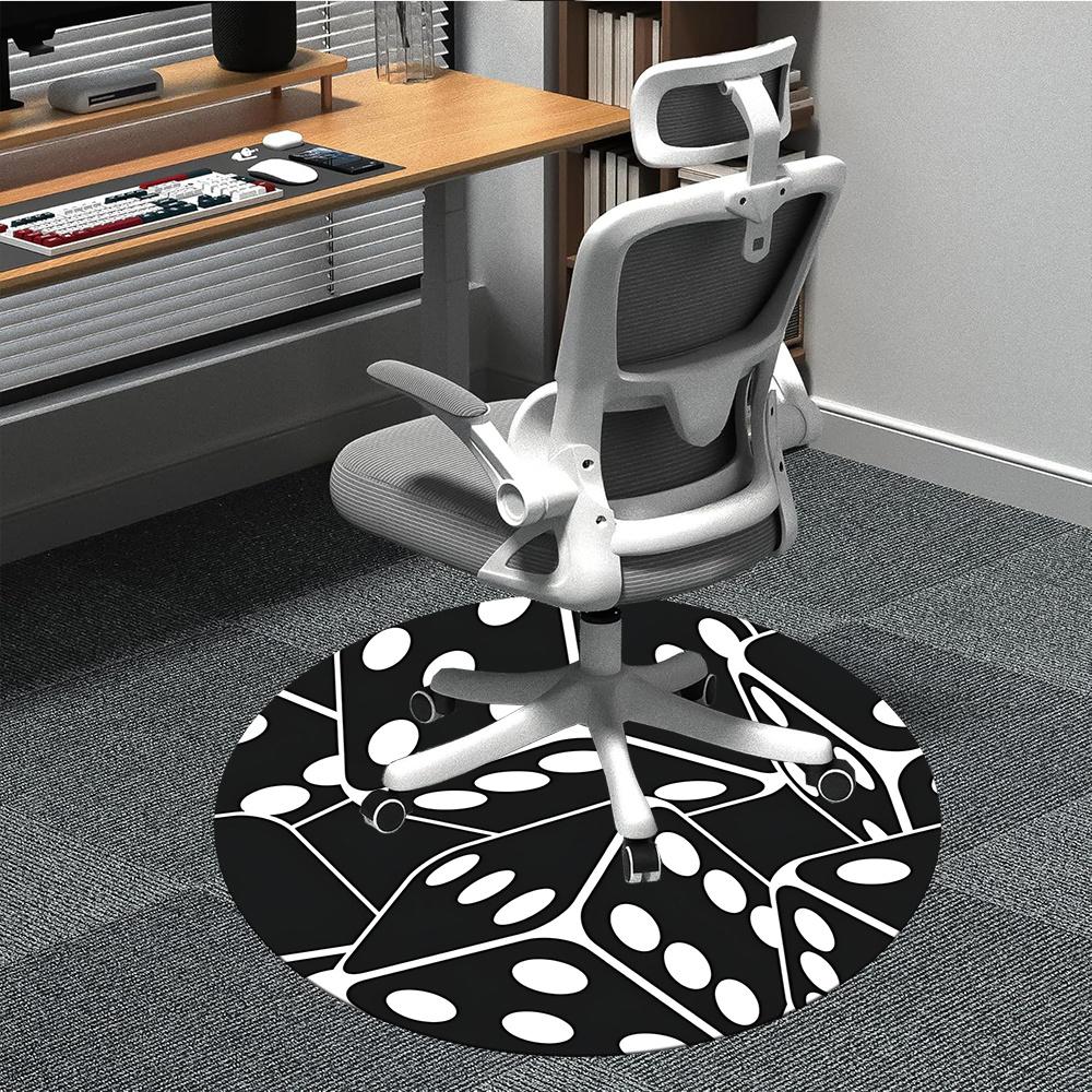 1pc Dice Pattern Office Round Area Rug, Indoor Mat Suitable ForOffice, Under Office Chairs Bedroom Living Room Home Decor, Room Decot248