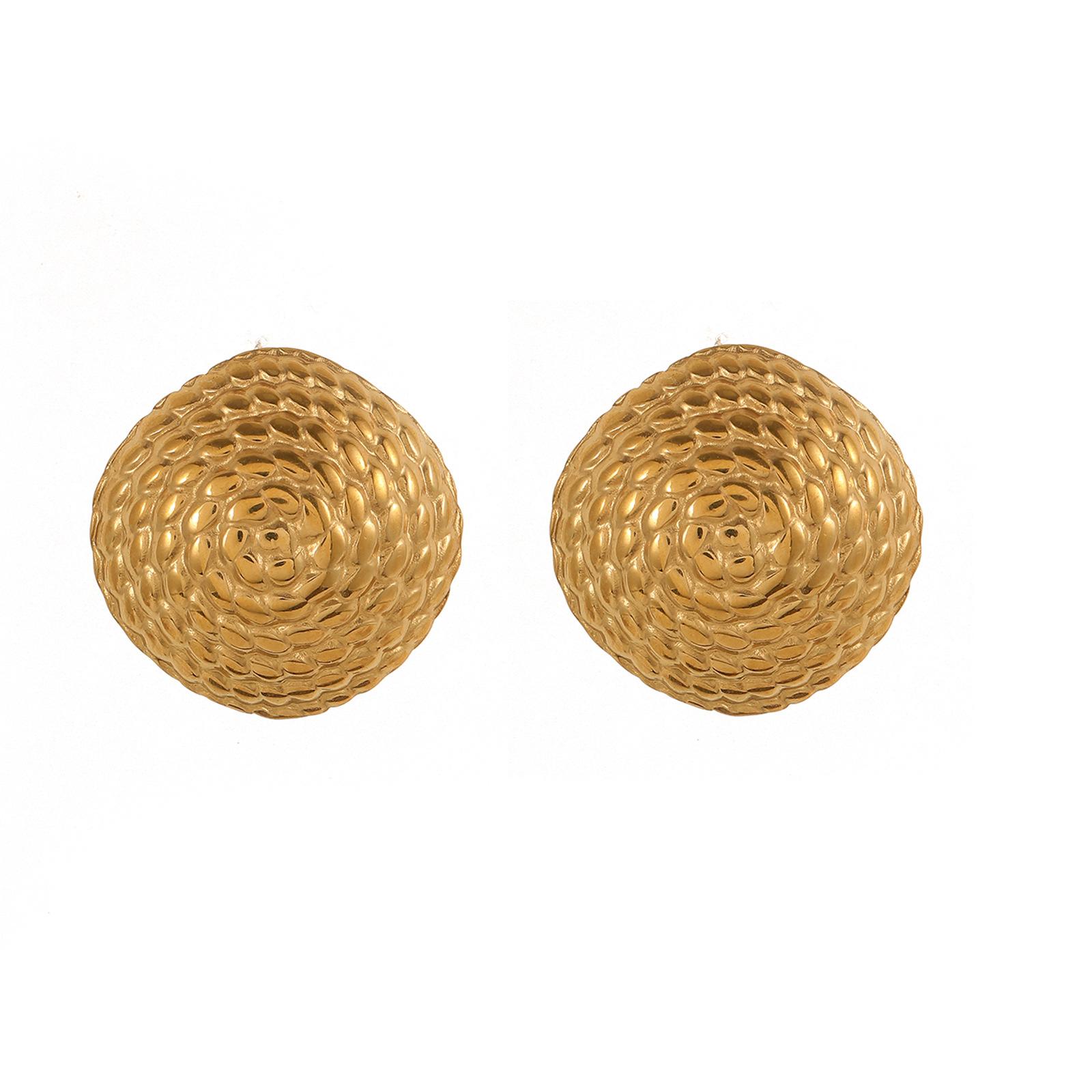 

Ретро круглые серьги-пусеты из титановой стали модные и персонализированные, простые серьги, легкая роскошь и продвинутый вид, и не выцветают.