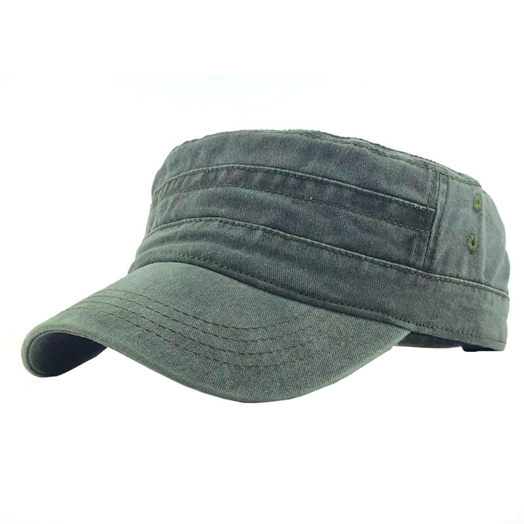 Men's Washed Vintage Military Cap Adjustable Cotton Twill Cadet Army Style Hat with Curved Brim for Outdoor Activities and Casual Wear