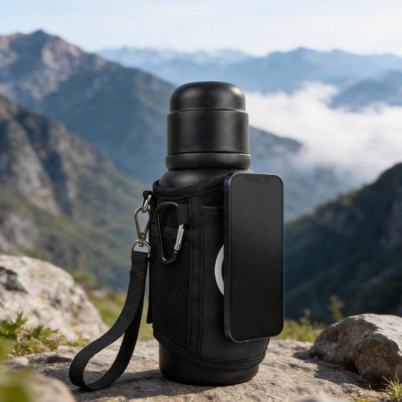 Durable Fabric Water Bottle Cover For Exercise Highlighting Storage Space And Headphone Area Flexible Textile Single Size B03E
