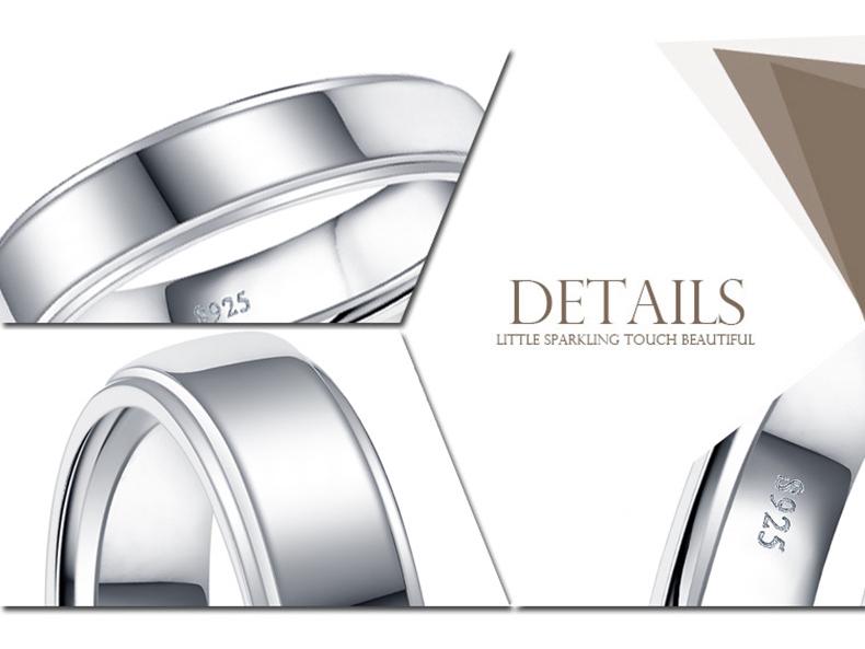 Christmas S925 Sterling Silver Polished Beveled Edge Index Finger Ring - Simple Fashion Jewelry